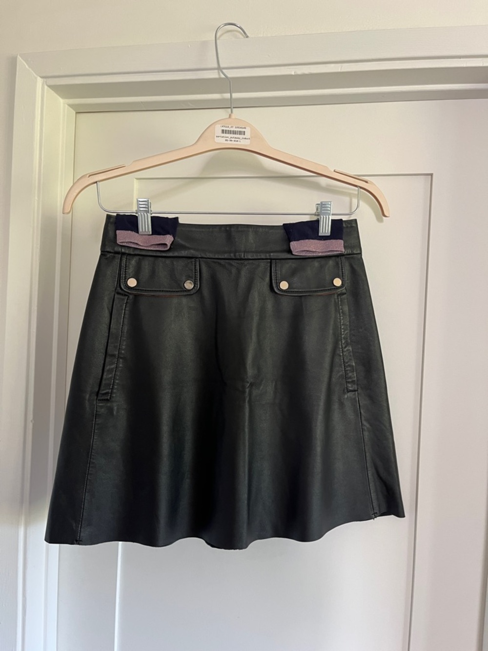 Zara buttoned real leather A-Line Skirt